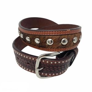 Ranger Belt Co Calf Hair Leather Studded Belt